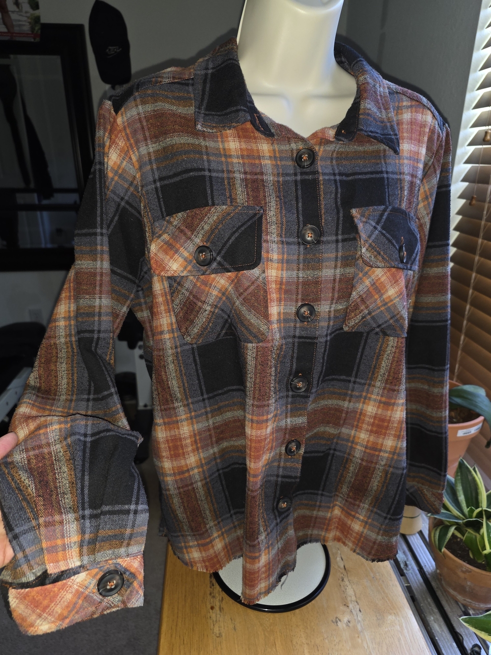 Democracy Plaid Long-Sleeve Button-Up Shirt